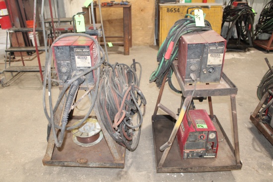 (3) Lincoln Electric LN-7 Wire Feeders & (2) Carts