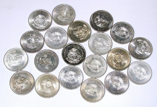 MEXICO - 20 LARGE SILVER COINS