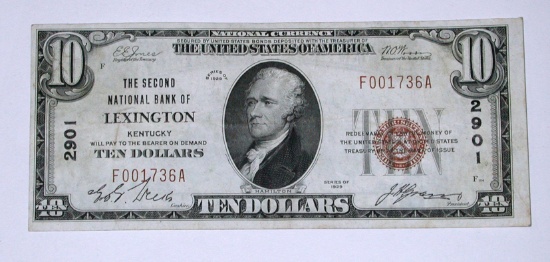 SERIES 1929 $10 NATIONAL CURRENCY - LEXINGTON, KY
