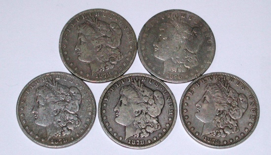 FIVE (5) MORGAN DOLLARS dated 1878