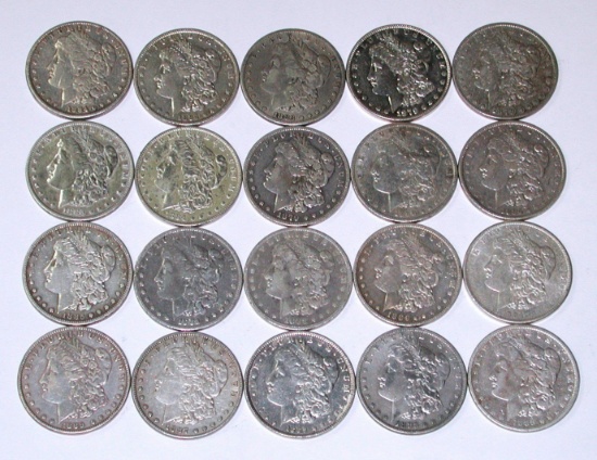 20 MORGAN DOLLARS dated 1879 to 1890-O - FINE or BETTER