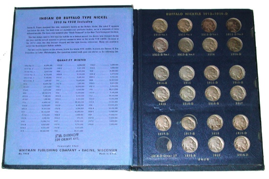 PARTIAL SET of BUFFALO NICKELS in ALBUM - 1913 to 1938-D