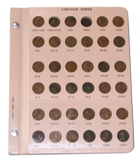 PARTIAL SET of LINCOLN CENTS in ALBUM PAGES - 1909 to 1973-S