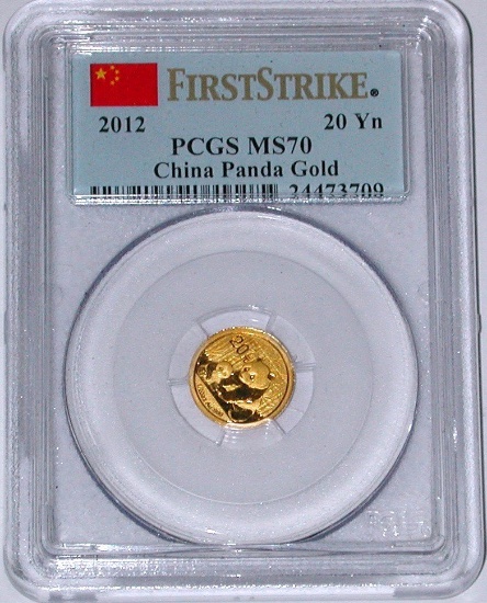 2012 CHINA 20 YUAN GOLD PANDA - PCGS MS70 FIRST STRIKE