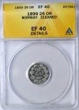 NORWAY - 1899 25 ORE - ANACS XF40 DETAILS