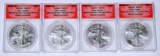 FOUR (4) ANACS MS70 SILVER EAGLES - 2011-S, 2012-S, 2013-S, 2014-S