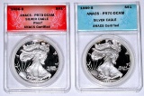 TWO (2) ANACS PR70 DCAM PROOF SILVER EAGLES - 1986-S & 1989-S