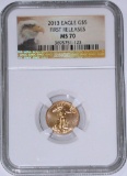 2013 $5 GOLD AMERICAN EAGLE - NGC MS70 FIRST RELEASES