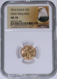2016 $5 GOLD AMERICAN EAGLE - NGC MS70 EARLY RELEASES