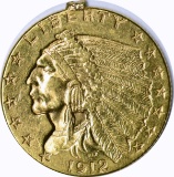 1912 INDIAN $2.50 GOLD PIECE