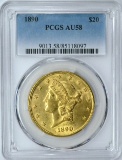 1890 LIBERTY $20 GOLD PIECE - PCGS AU58