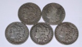 FIVE (5) MORGAN DOLLARS dated 1878