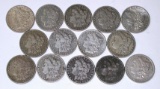 14 MORGAN DOLLARS dated 1879 to 1900 - FINE or BETTER