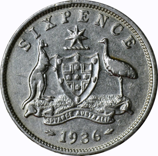 AUSTRALIA - 1936 SIXPENCE - SILVER