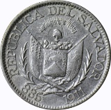 EL SALVADOR - 1911 TEN CENTAVOS - SILVER