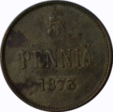 FINLAND - 1873 FIVE PENNIA