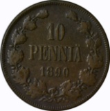FINLAND - 1890 TEN PENNIA