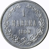 FINLAND - 1890 ONE MARKKA - SILVER
