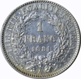 FRANCE - 1881 ONE FRANC - SILVER