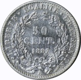 FRANCE - 1887 50 CENTIMES - SILVER