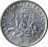 FRANCE - 1918 TWO FRANCS - SILVER