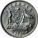 AUSTRALIA - 1938 SIXPENCE - SILVER