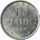 GERMANY - 1924-A ONE MARK - SILVER