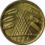 GERMANY - 1936-G FIVE PFENNIG