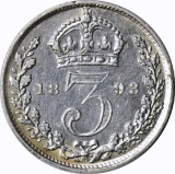 GREAT BRITAIN - 1893 THREE PENCE - SILVER