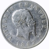 ITALY - 1863 TWO LIRE - SILVER