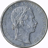 AUSTRIA - 1862-B 1/4 FLORIN - SILVER