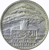 LEBANON - 1929 TEN PIASTRES - SILVER