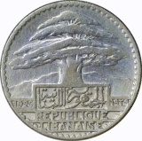 LEBANON - 1929 50 PIASTRES - SILVER
