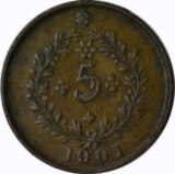 AZORES - 1901 FIVE REIS