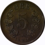 NORWAY - 1876 FIVE ORE