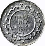 TUNISIA - 1916 50 CENTIMES - SILVER