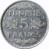 TUNISIA - 1934 FIVE FRANCS - SILVER