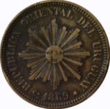 URUGUAY - 1869 TWO CENTESIMOS