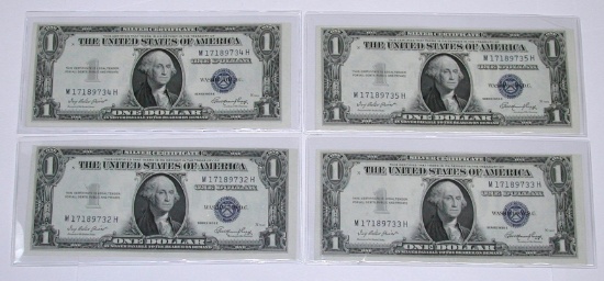 FOUR (4) CONSECUTIVE UNC 1935-E $1 SILVER CERTIFICATES