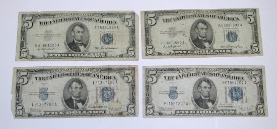 FOUR (4) $5 SILVER CERTIFICATES