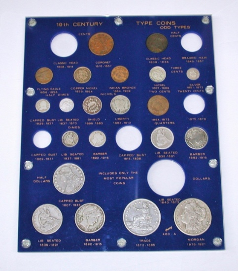 19th CENTURY TYPE COINS in HOLDER - VERY NICE