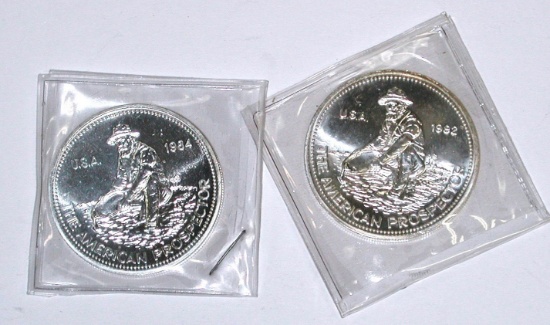 TWO (2) ENGELHARD PROSPECTOR ONE OUNCE SILVER ROUNDS