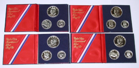 FOUR (4) THREE-PIECE 1976 SILVER PROOF SETS