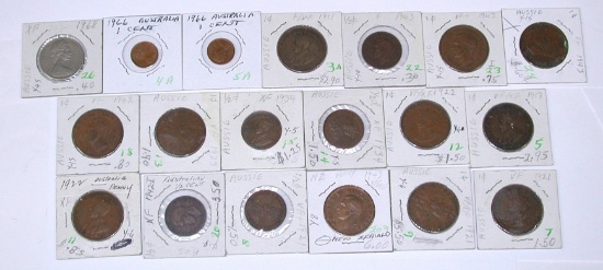 AUSTRALIA - 19 COINS - 1911 to 1968