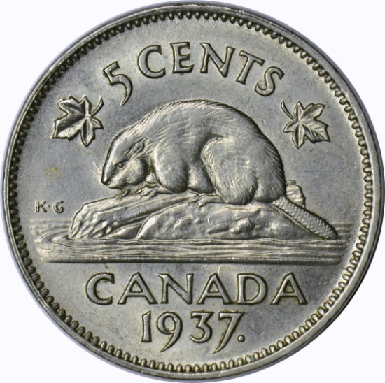 CANADA - 1937 DOT FIVE CENTS