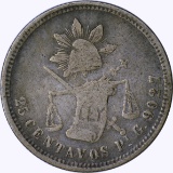 MEXICO - 1870 TWENTY-FIVE CENTAVOS - SILVER