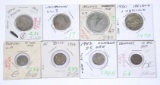 EIGHT (8) WORLD SILVER COINS - 1874 to 1943