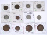 12 WORLD COINS - 1862 to 1896