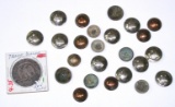 24 COIN BUTTONS & REVERSE of U.S. TRADE DOLLAR