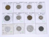 AUSTRIA & BELGIUM - 12 COINS - 1905 to 1970